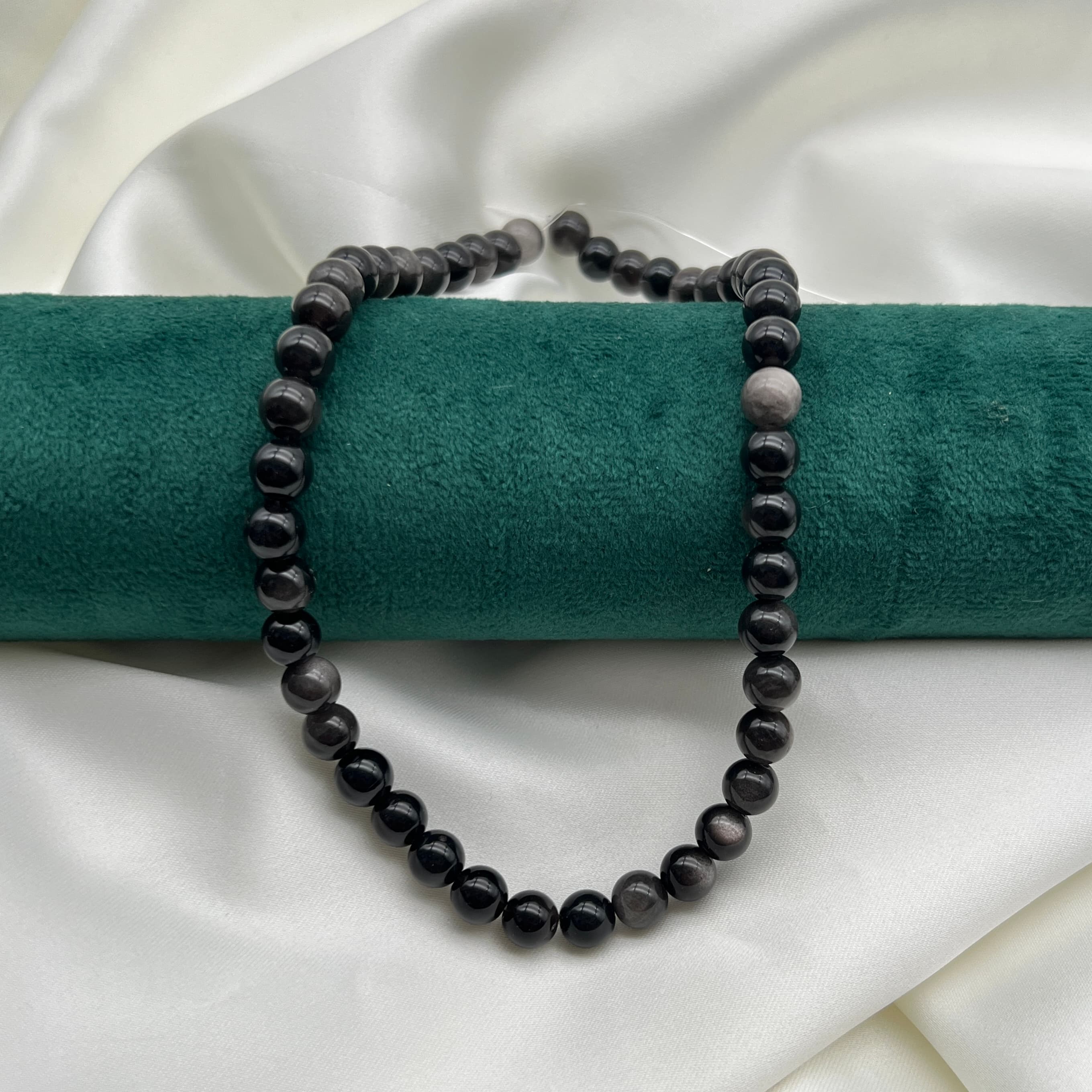 pierre Obsidian 8mm argent,gold