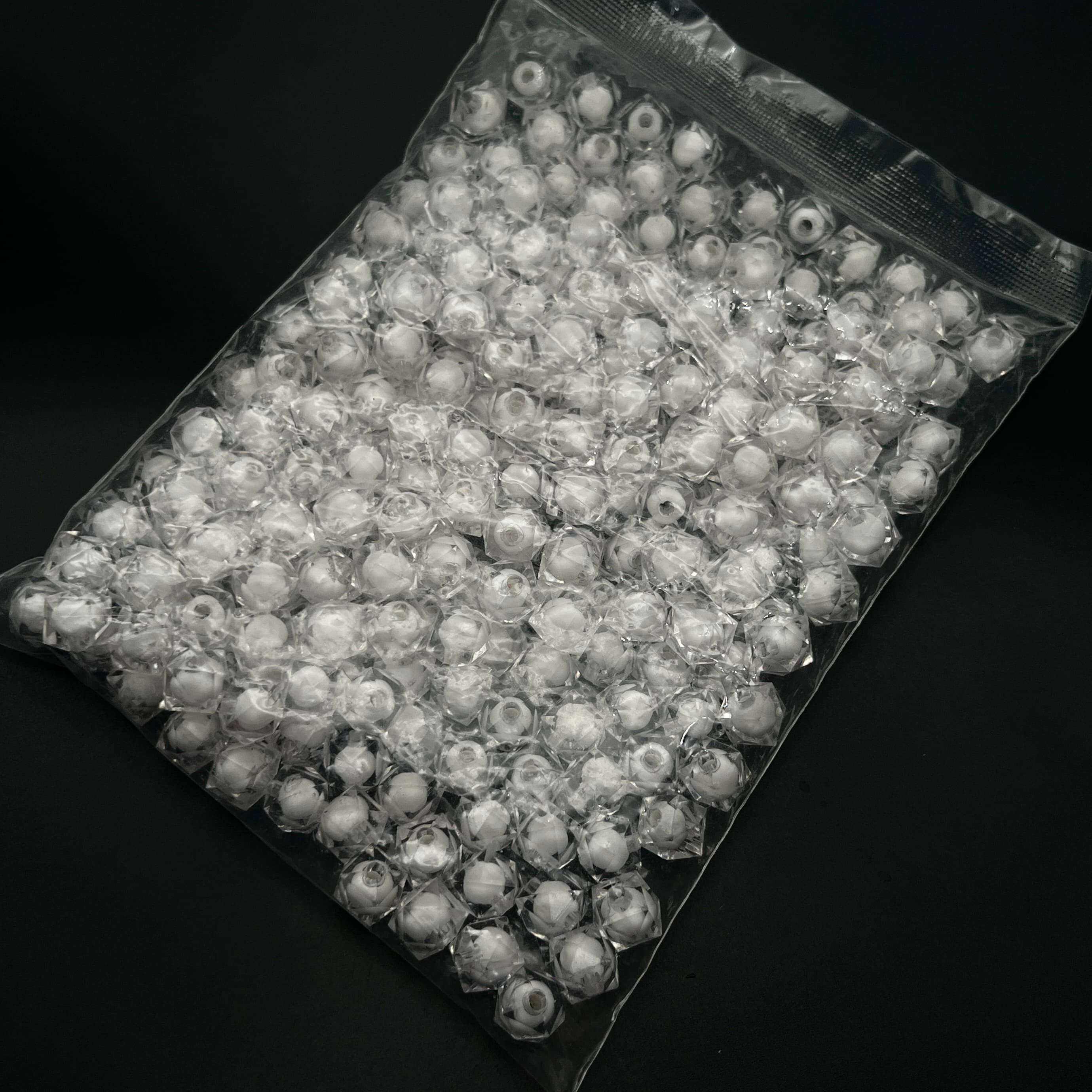 Boule magique n°14 mm Blanc et transparent et Rouge