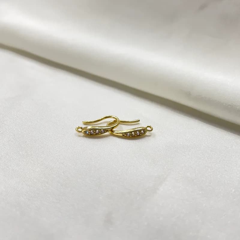 Boucle perle zircon plaque Or - 1